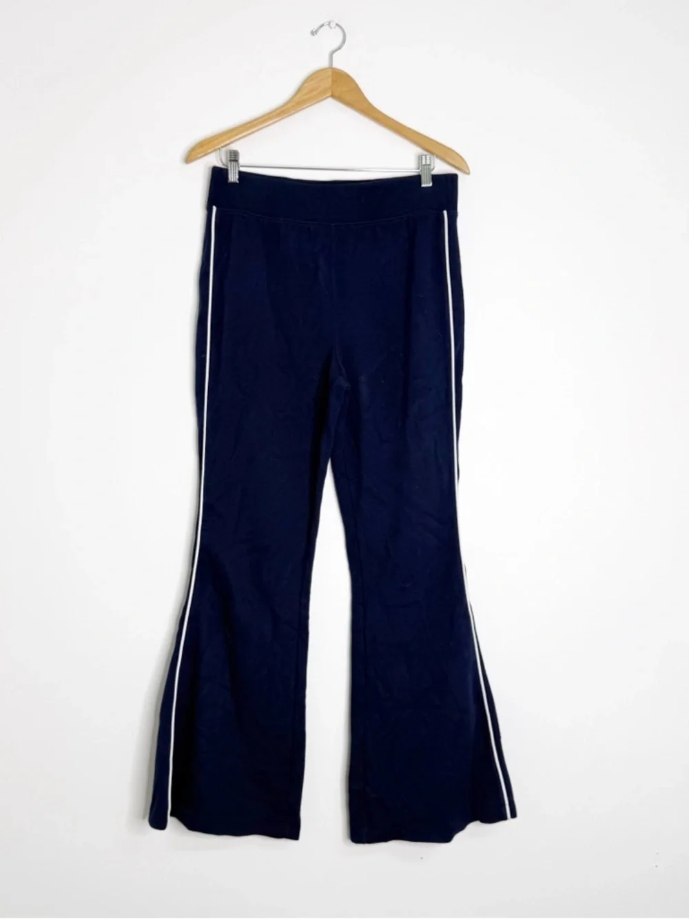 SPANX AirEssentials Sweatsuit Large Navy Full Zip Jacket Flare Pants Set